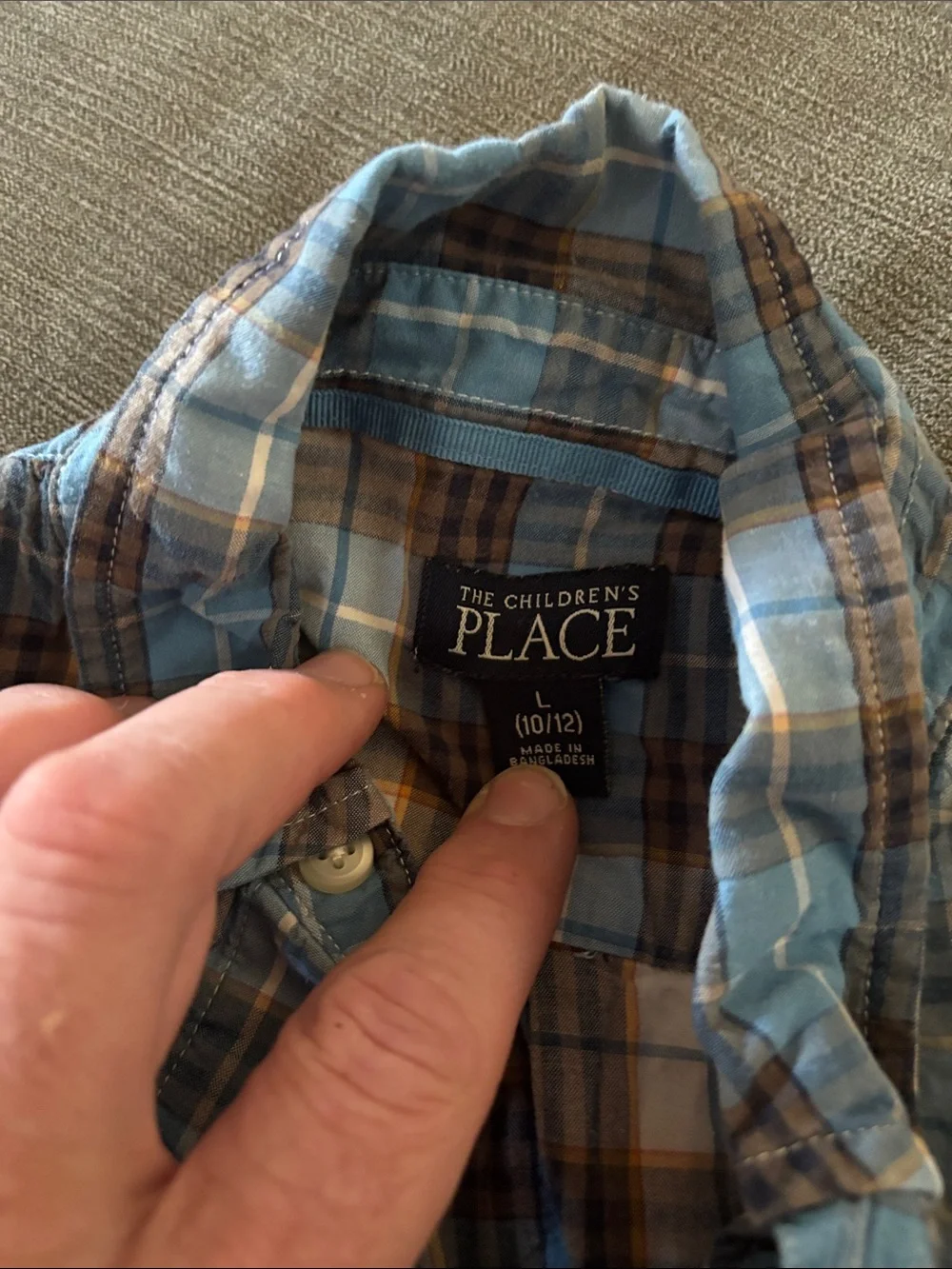 Children's Plaid Button-Up Shirt - Blue & Brown PLC Classic L (10/12)